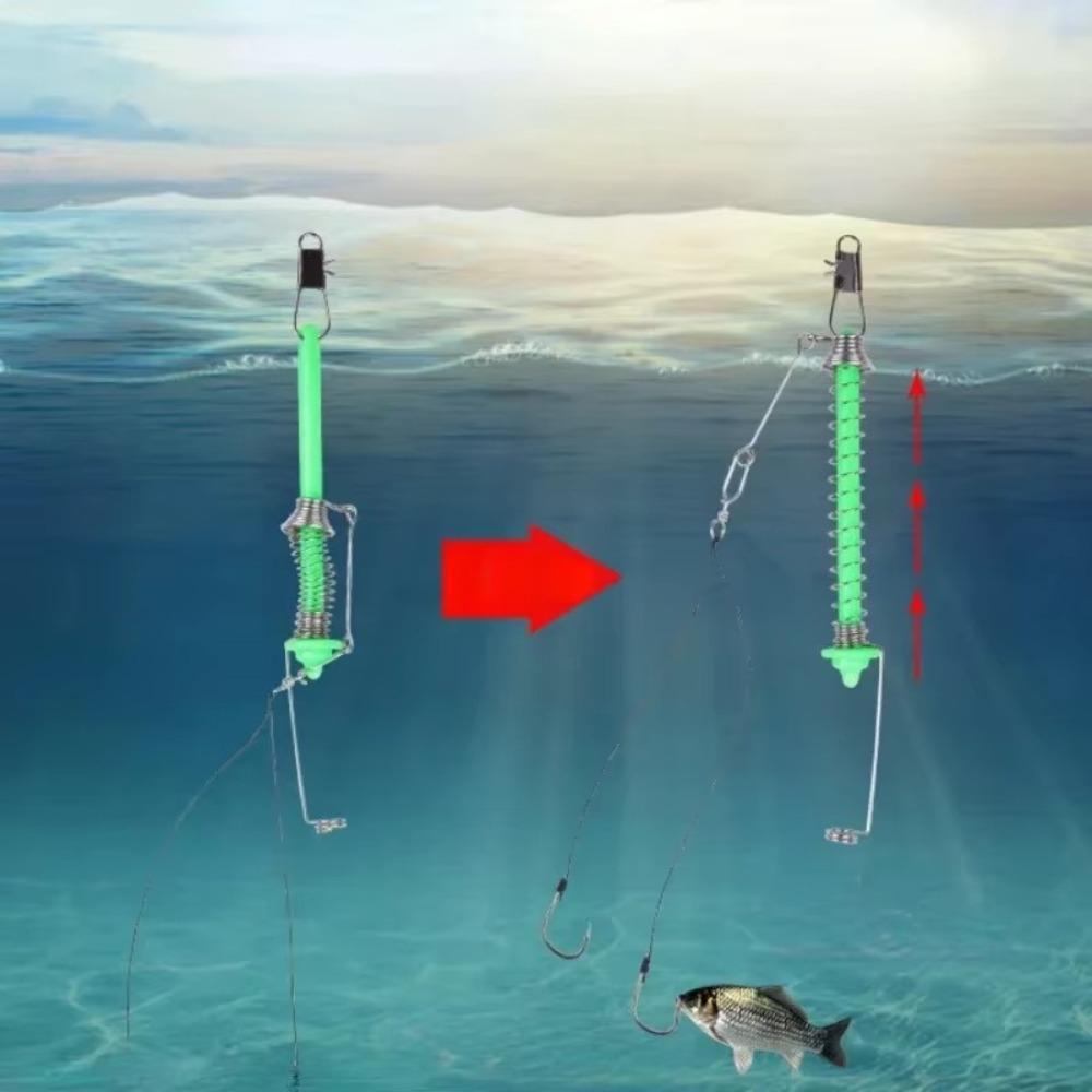 Trigger Mechanism Automatic Fishing Hook Spring Loaded Automatic Ejection Fishing Pole Fixing Spring Bait Holder