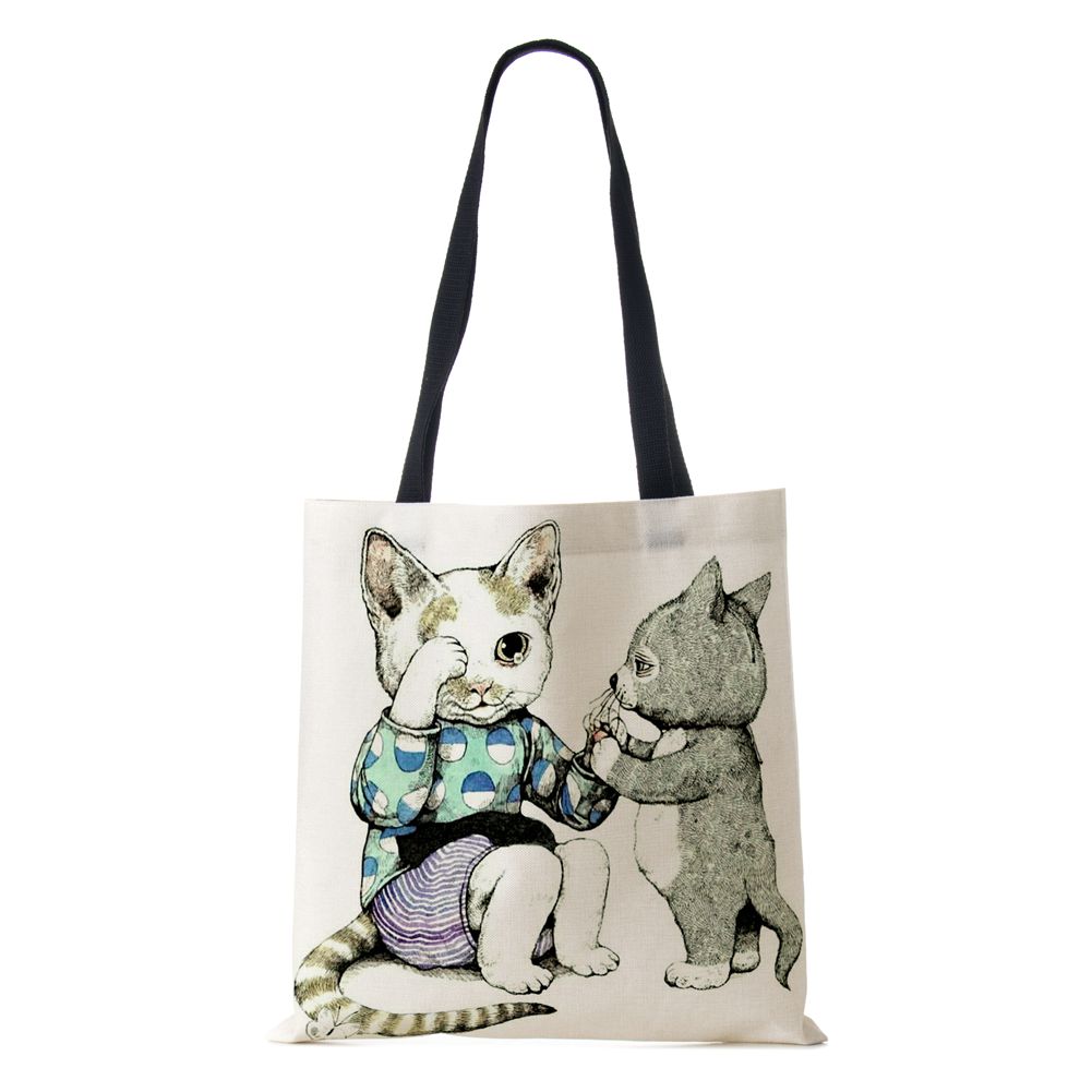 Women Canvas Shoulder Bag Shopper Bear Harajuku Casual Handbag Kawaii Eco Reused Large Capacity Travel  Tote Books Bag CLE
