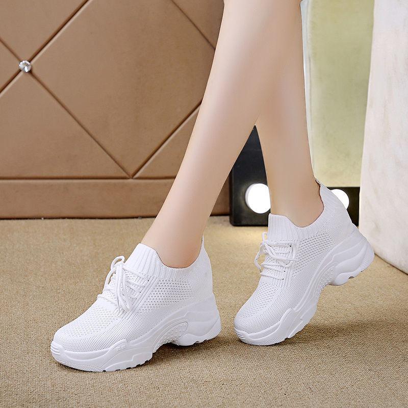 2026 Neue Damen Plateau-Sneaker Sommer Atmungsaktiv Lässige Sneaker Höhensteigernd Weiße Schuhe Laufschuhe Damenmode