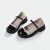 Small Inner Height Increase Women's Shoes 34 Small Size 313233 French High Heel Black and White Mary Jane Small Leather Shoes with Skirt