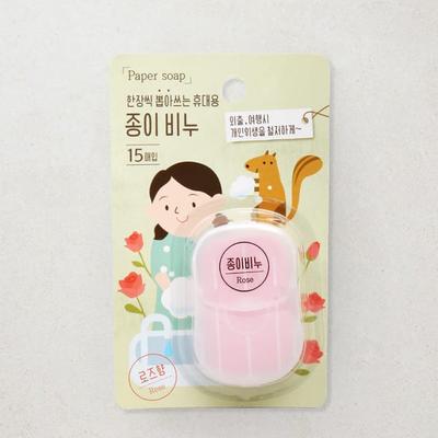 Portable Paper Soap Rose Scent 15 Sheets