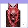 Camiseta Regata Masculina de Ginástica Muscular com Estampa Gráfica 3D de Caveira de Qualidade Premium