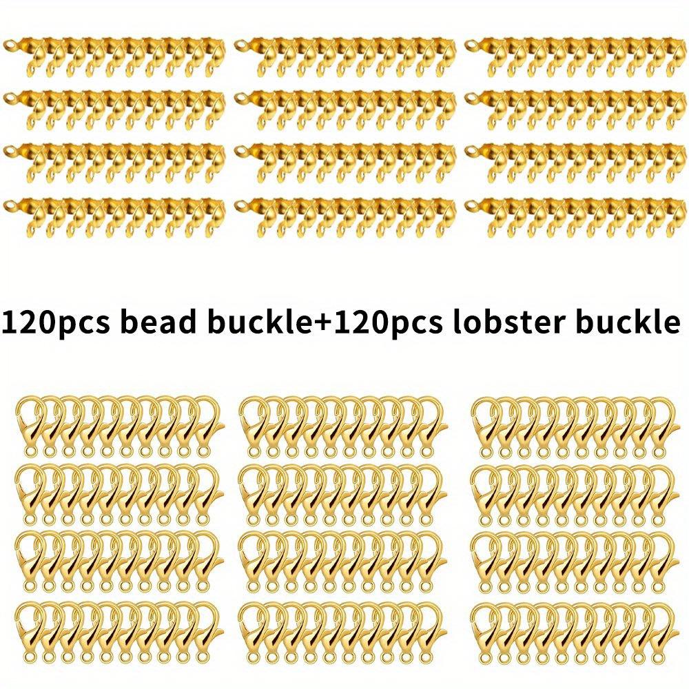 

Набор аксессуаров для изготовления бижутерии из 120/240 предметов, включая пряжку-лобстер, набор узлов для плетения бусин, принадлежности для самостоятельного изготовления браслета из бижутерии 240pcs золотой