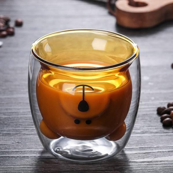 Teddy Bear Double-Walled Glass - Brown
