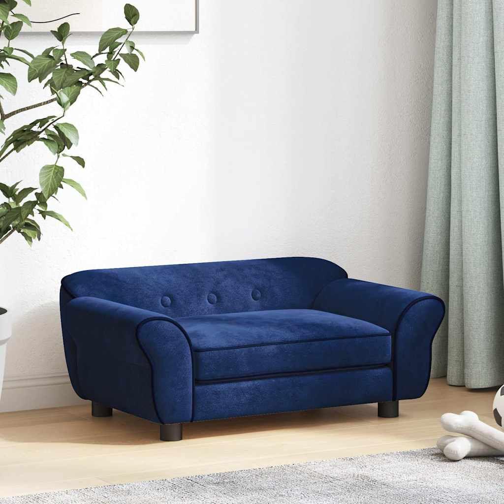 vidaXL Dog Sofa, Blue, 72 x 45 x 30 cm, Plush