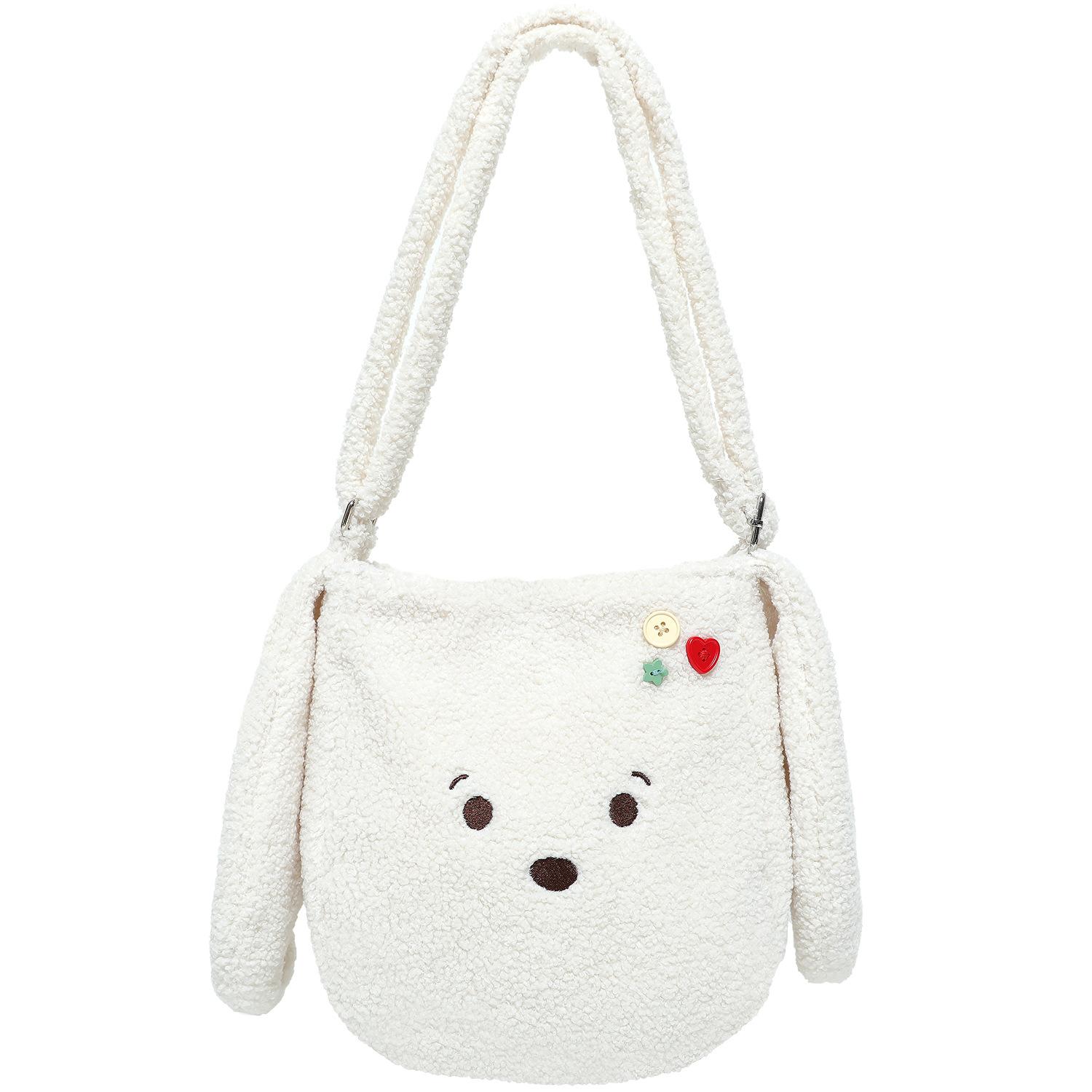 

Winter New White Lamb Plush Bag Korean Version Commuting Tote Bag Hairy Crossbody Bag грязно-белый