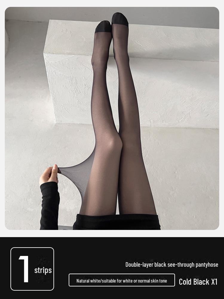 

Женские зимние черные прозрачные колготки с двухслойными леггинсами и плюшевой подкладкой Lint-free 120g