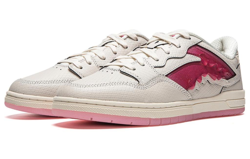 Li Ning Wave Pro Cushioning, Wear Resistant Low top Skateboard Shoes Unisex Ecru/Princess Pink AECU043-4