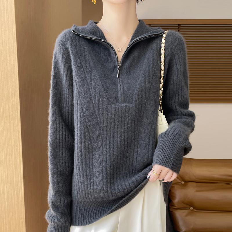 Women's cashmere sweater Qinghe cashmere 30% cashmere 70% wool autumn and winter pullover warm and fashionable