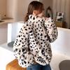 New Zipper Leopard Print Fur Stand-up Collar Jacket Autumn and Winter Medium and Long Imitation Rabbit Fur Women's Clothing Thickened Warm Fur Top