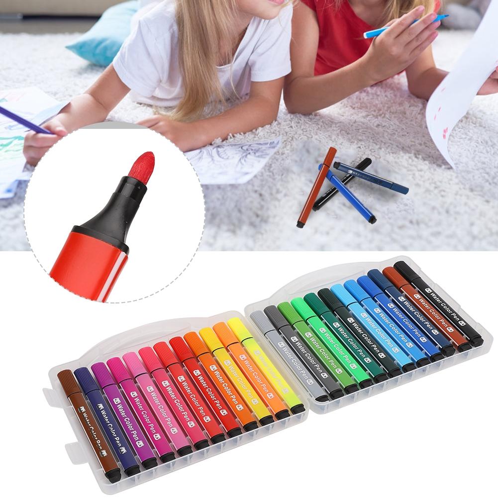 Watercolor Pen Set Triangle High Capacity 24 Colors Washable Child Painting Graffiti Art Marker