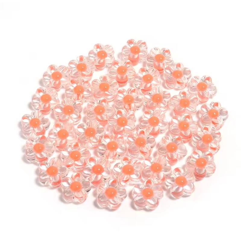 100pcs 12mm Sunflower Acrylic Beads Matte Transparent Mixed Color Spacer Loose Beads DIY Bracelets Necklace Jewelry Accessories