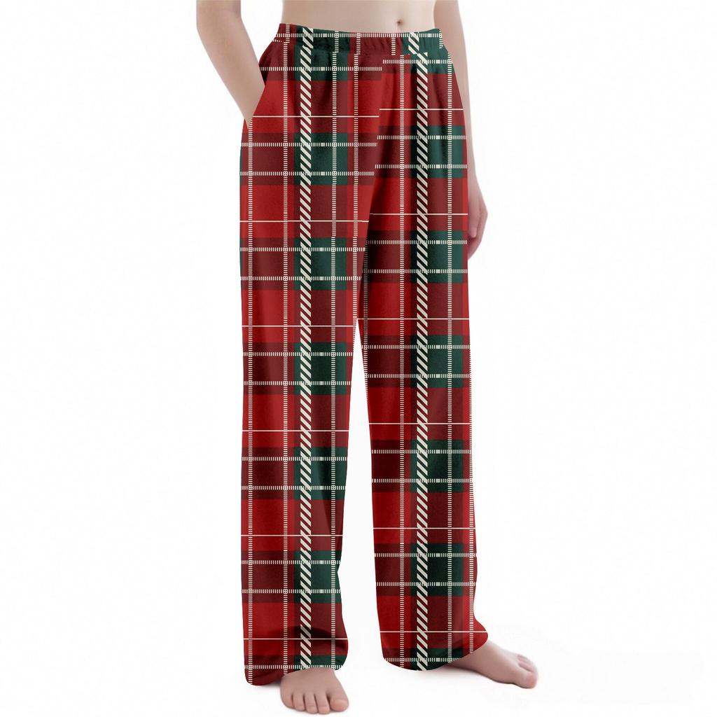 Kinder Weihnachten Karomuster Hose Plüsch Freizeithose