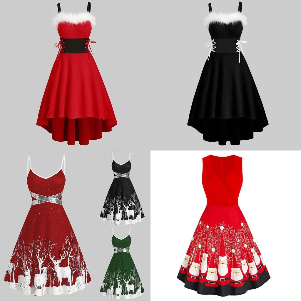 Mrs Santa Claus Christmas Dress Women Cosplay Party Costume Soft And Skin-touch Velvet Material