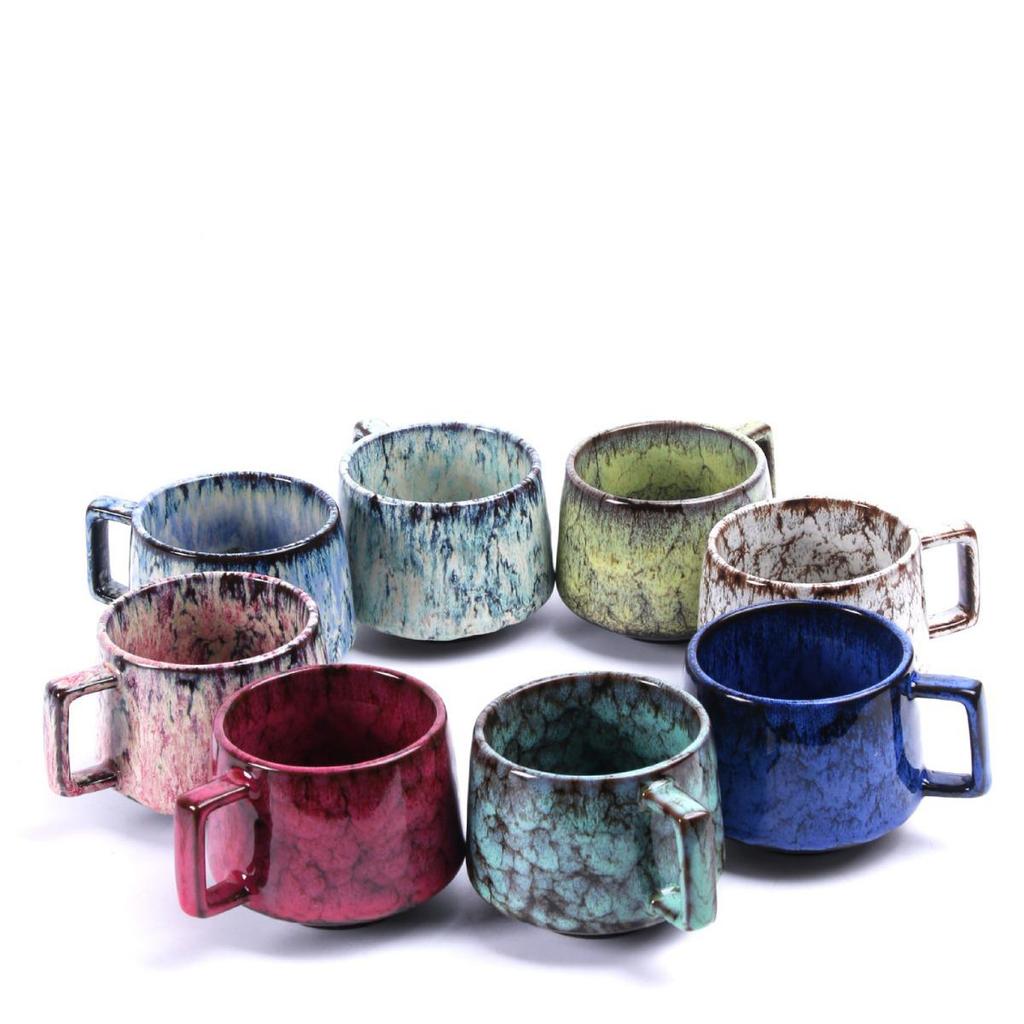 Retro Style 175ml Ceramic Coffee Cup with Handle for Home or Office