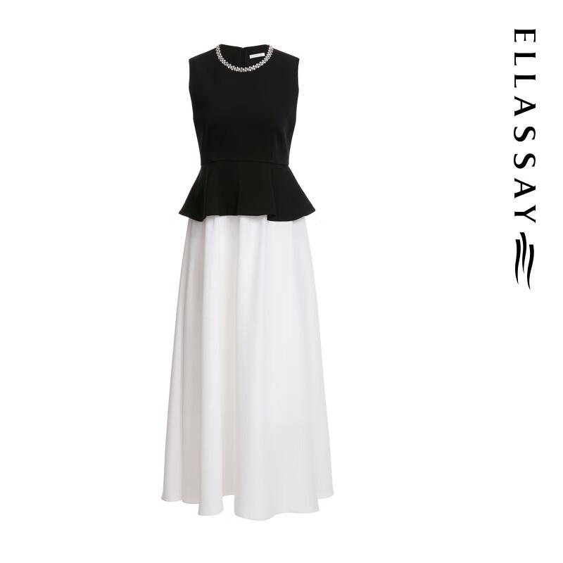 ELLASSAY Elegant Faux Two-Piece Tri-Acetate Splice Dress