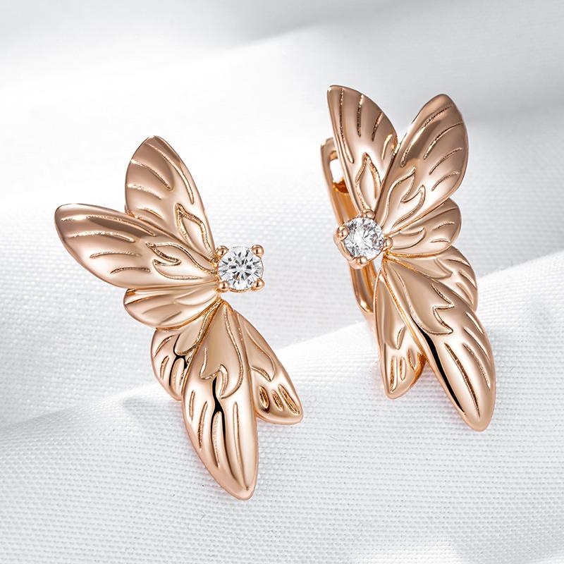 Vintage Glossy Flower English Earrings For Women Fashion  Gold Color Natural Zircon Boho Ethnic Wedding Jewelry Gift