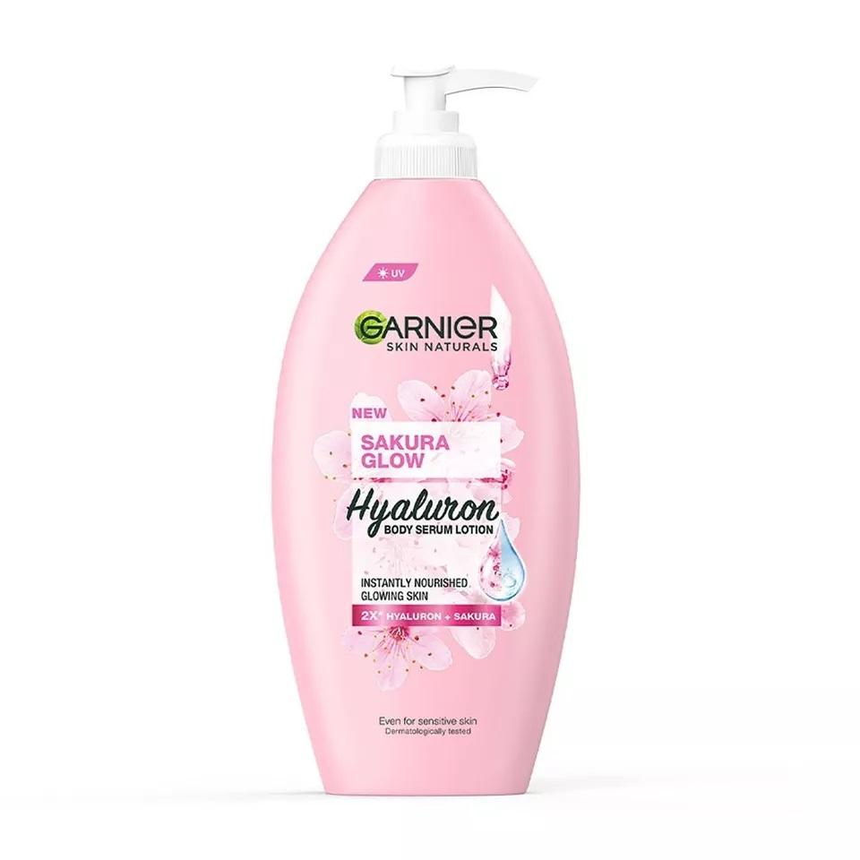 Garnier Sakura Glow Nourishing Radiance Serum Milk UV Lotion 400ml X 2
