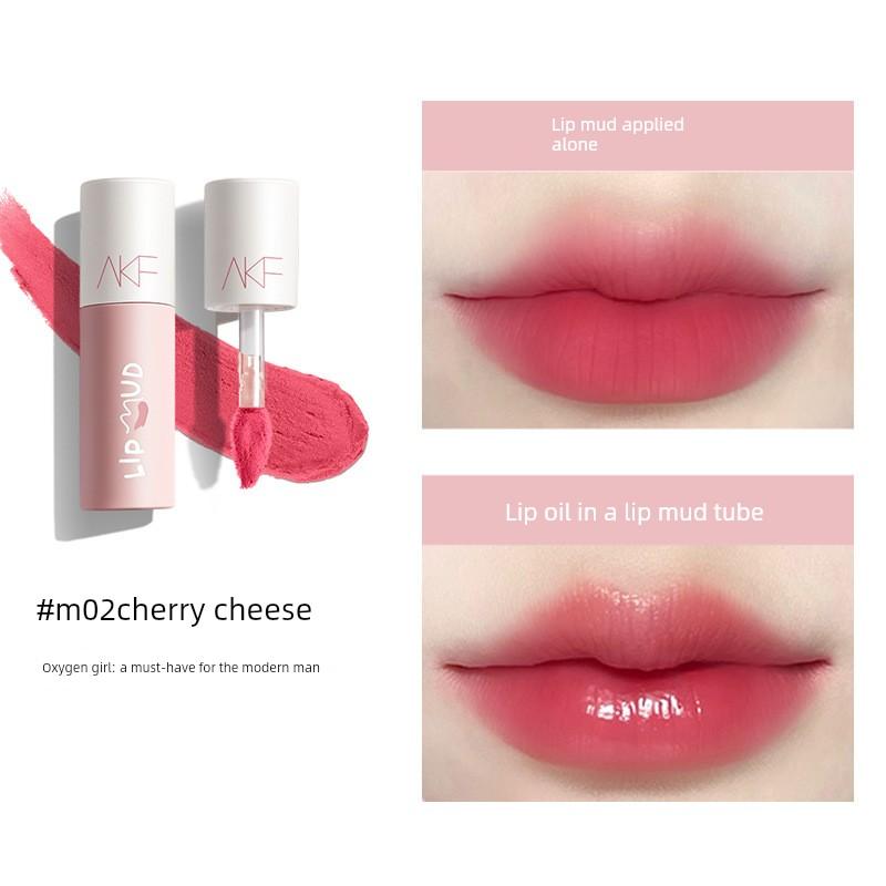 Akf Lip Mud Lip Glaze Lipstick Matte Matte Finish M17 Waterproof Long-Lasting Non-Stick Cup M07 Niche Affordable Natural Look Brightening