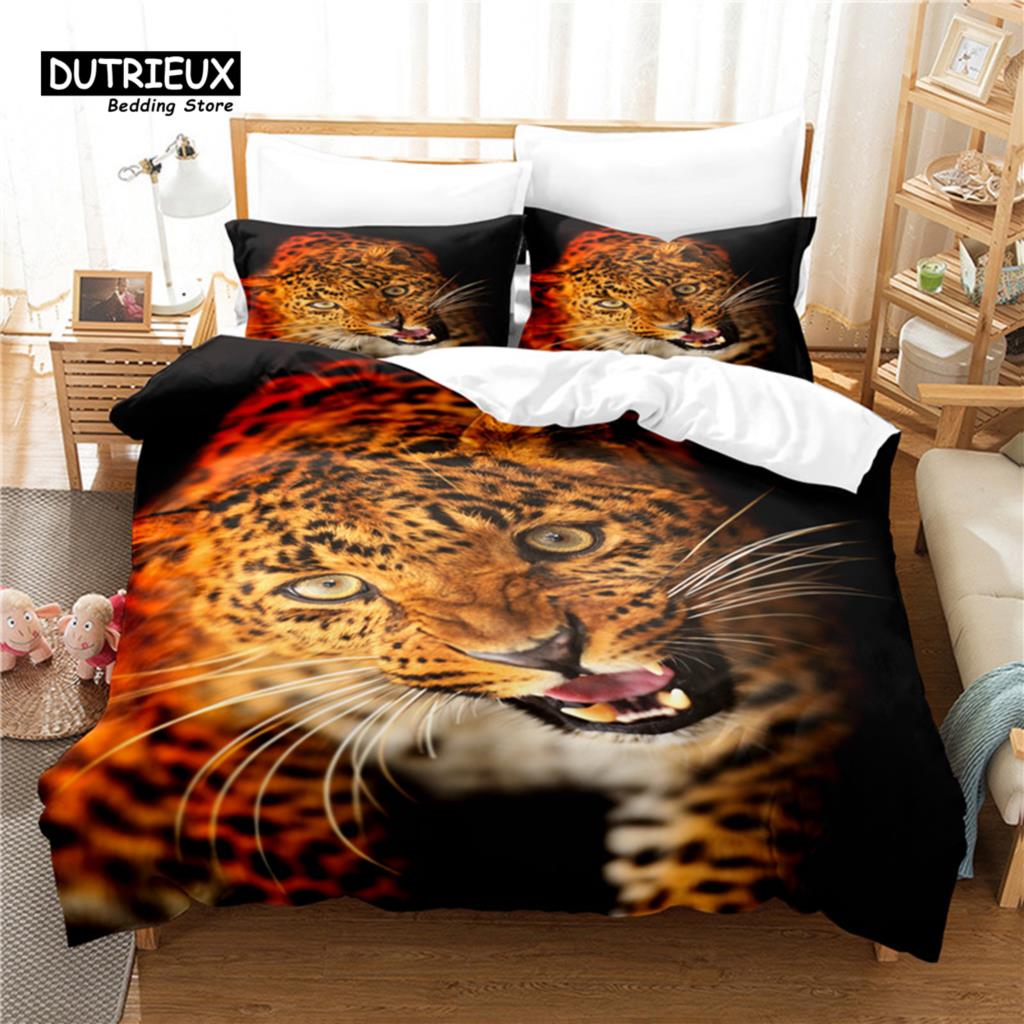 3pcs Duvet Cover Set, Roaring Lion Bedding Set, Soft Comfortable Breathable Duvet Cover, For Bedroom Guest Room Decor