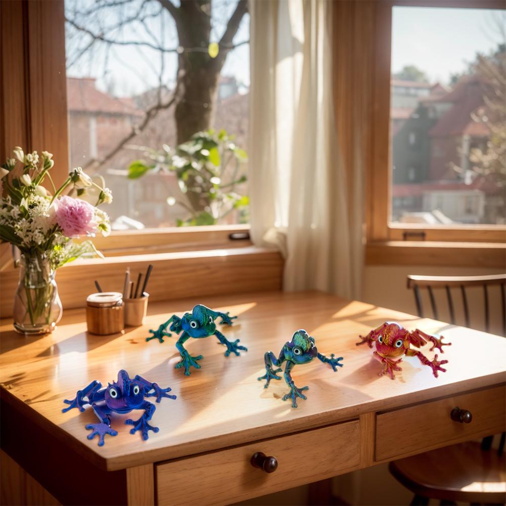 3D Printed Articulating Frog Figurine with Simulation Eyeball for Kids Adults