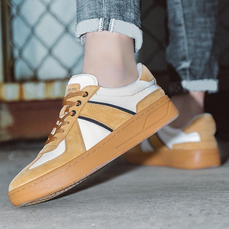 Live stream explosion first layer pigskin new German training shoes men's breathable cloth inner board shoes men's casual single shoes sports shoes