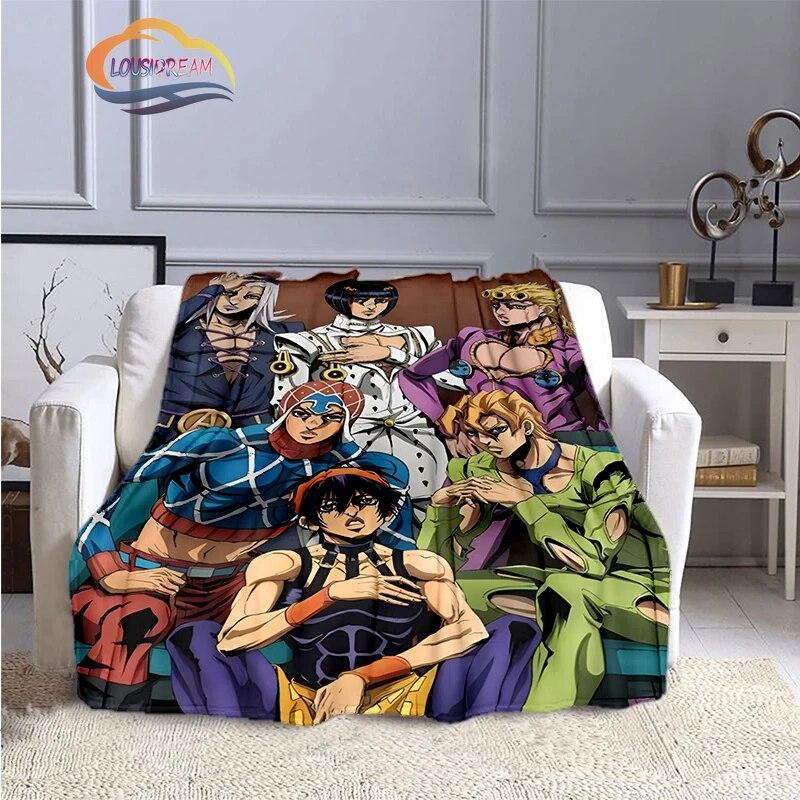 Karikatura JoJo's Bizarre Adventure Stone Ocean Deka Měkký fleece Throw Lehká All Seasons Teplá pro gaučovou přikrývku