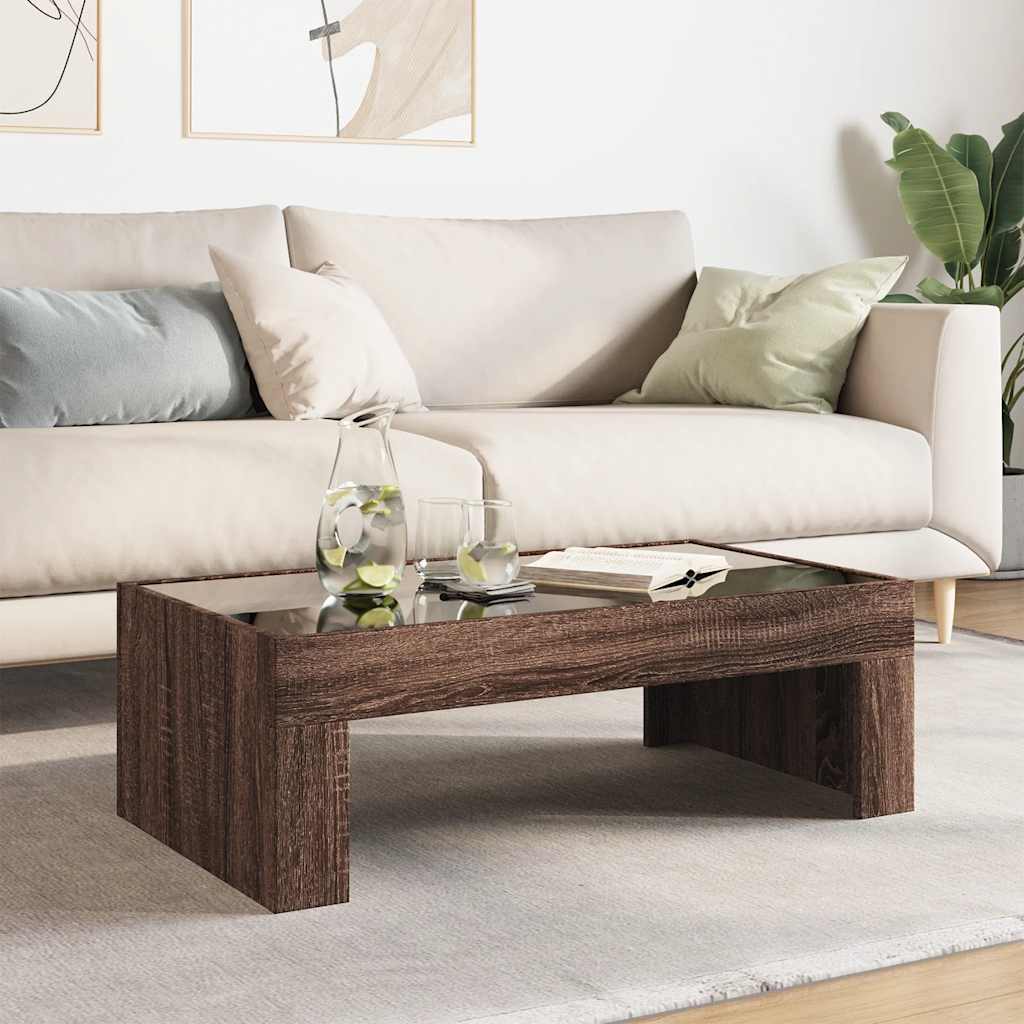 Infinity LED Coffee Table in Brown Oak Effect 90 x 50 x 30 cm