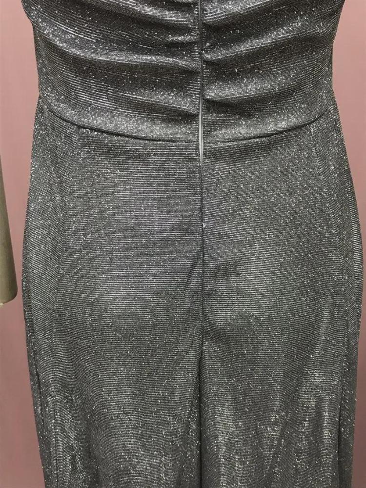 Abito Tubolare con Spacco e Paillettes Donna Stile Europeo Americano Elegante