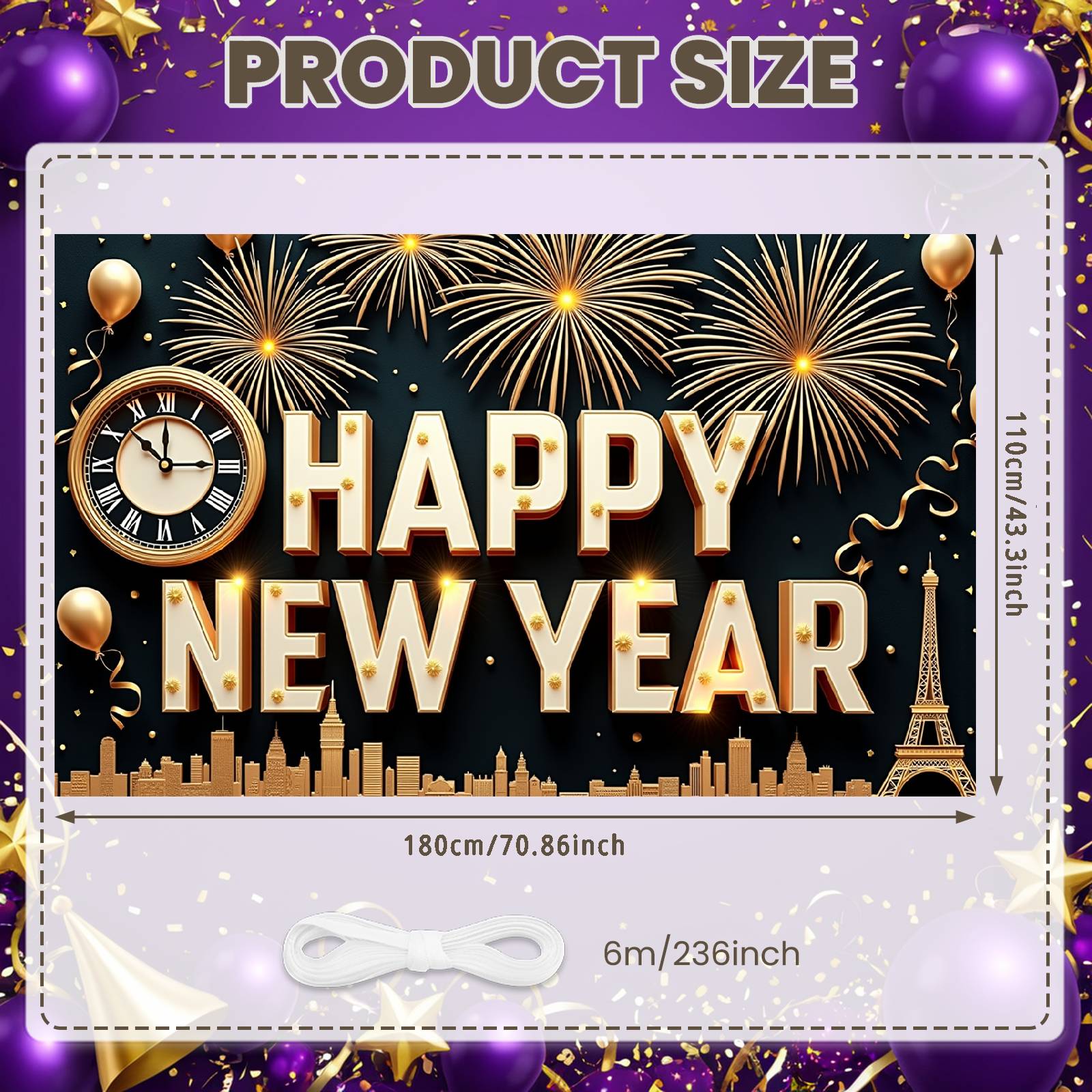 Festive Event Display Gold Balloons New Year Eve Banner Party Background Festive Glitter New Year Display For Holiday Gathering
