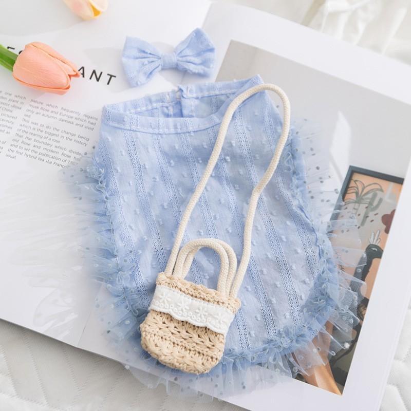 Puppy Dog Shirt Strap Skirt Set Teddy Pomeranian Small and Medium Dogs Universal Princess Style Dress Pet Clothes