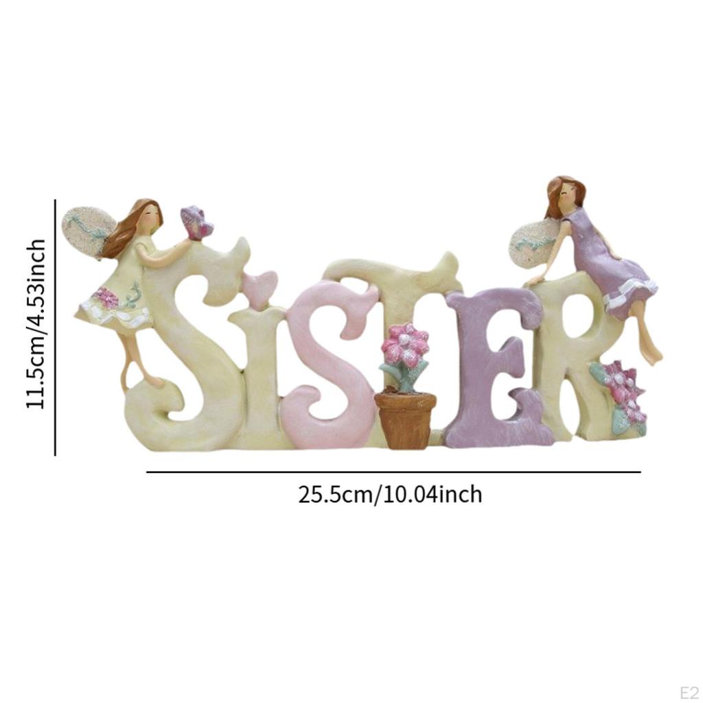Sister in Law Gifts Lovely Sisters Figurine Novelty Party Supplies Resin Sculpture Letters