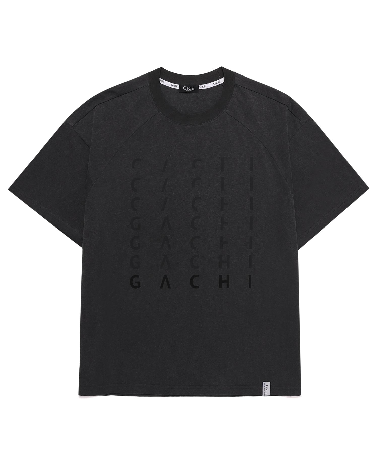 Gachi Oversized Ombre Print Pigment Raglan Short Sleeve Gray M