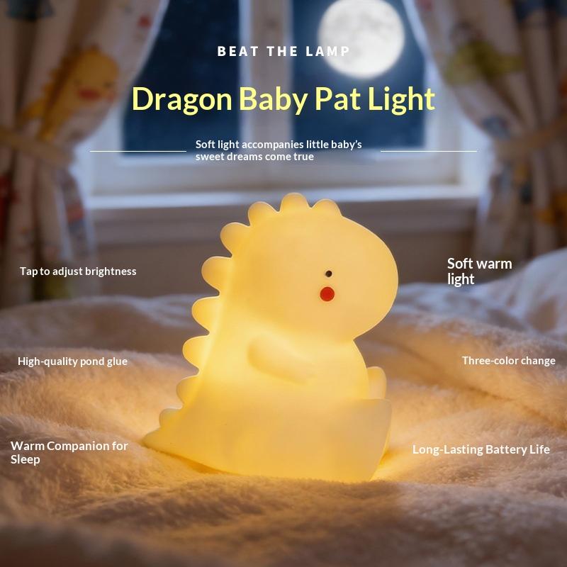 1/2Pcs Tap Control Led Lamp With Soft Light For Kids Baby Bedroom Decor Silicone Dinosaur Night Light Children'S Toy Gift