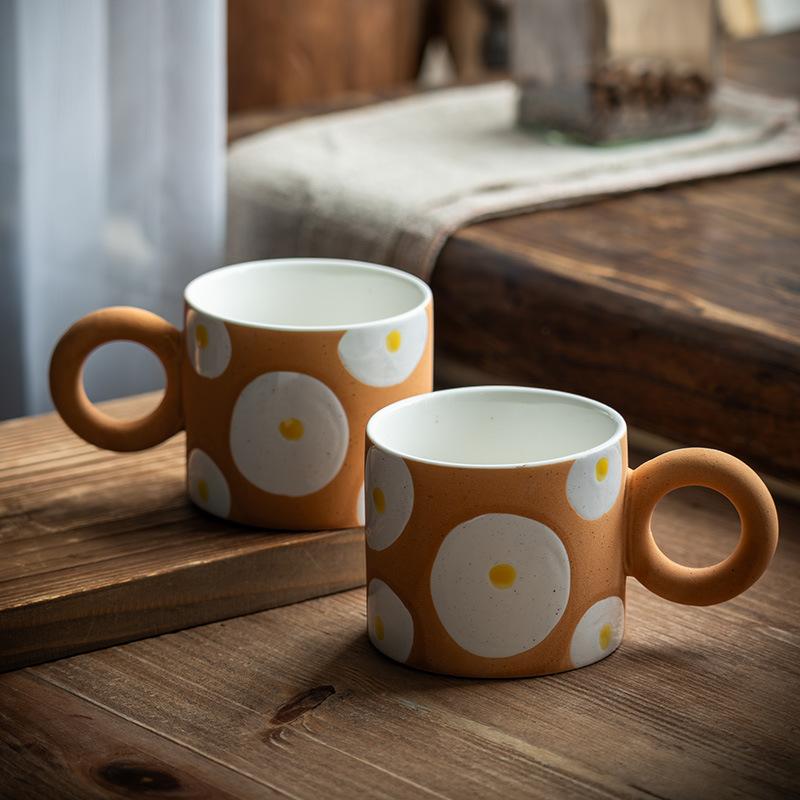 Internet Celebrity Hand-Painted Ceramic Mug Afternoon Tea Coffee Cup Breakfast Cup Photo-Produced Water Cup Good-Looking Cup