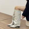 The Factory Is Making Goods~ Milk White Pant Tube Boots 2025 Autumn and Winter Korean Niche Spice Girl Pointed Head Big Tube Circumference Fash