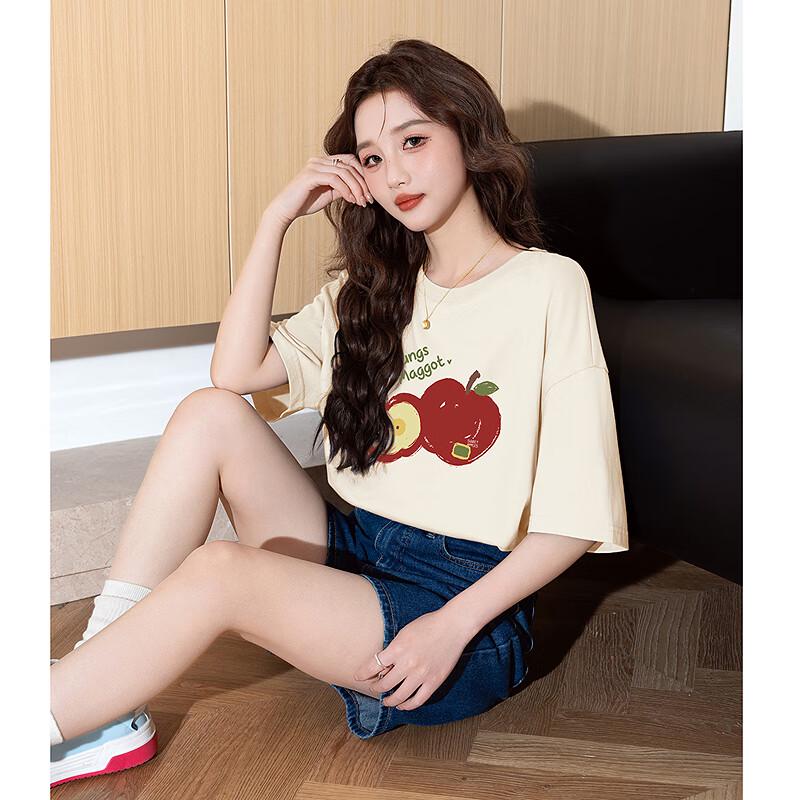 Tangshi 2025 Summer Women's Loose Casual Round Neck T-shirt