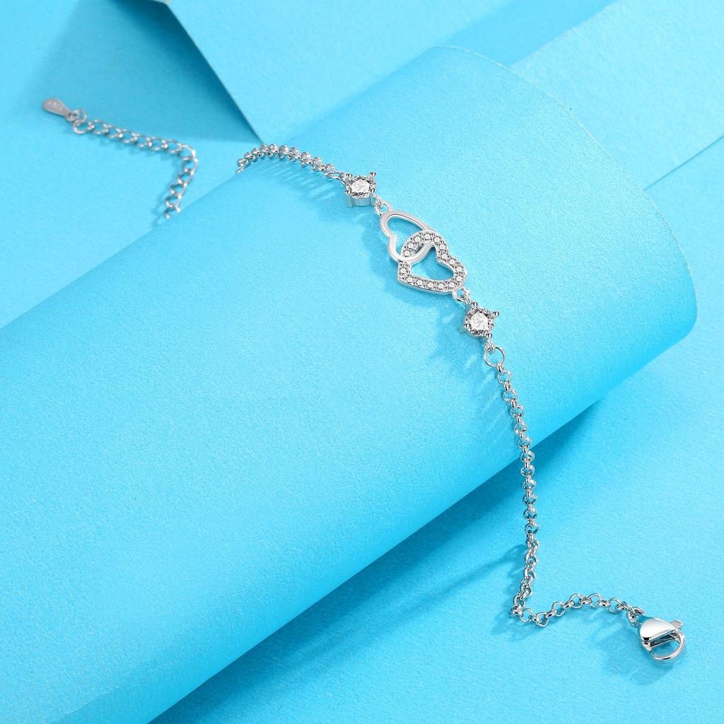 Double Love Zircon Bracelet Female Niche Design Lamp Luxury High Sense Fashion Temperament Birthday Gift Jewelry