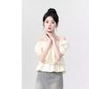 Apricot One-word Shoulder Suspender Doll Shirt Women's Summer New Chic Square Neck Short-sleeved Shirt Short Top