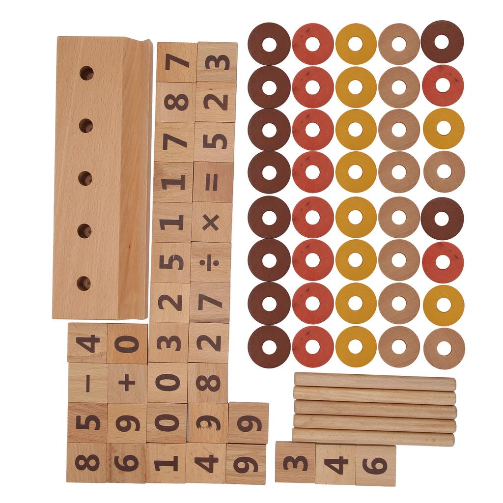 Children Wooden Blocks and Rings Stacking Toys Number Counting Learning Education Toy