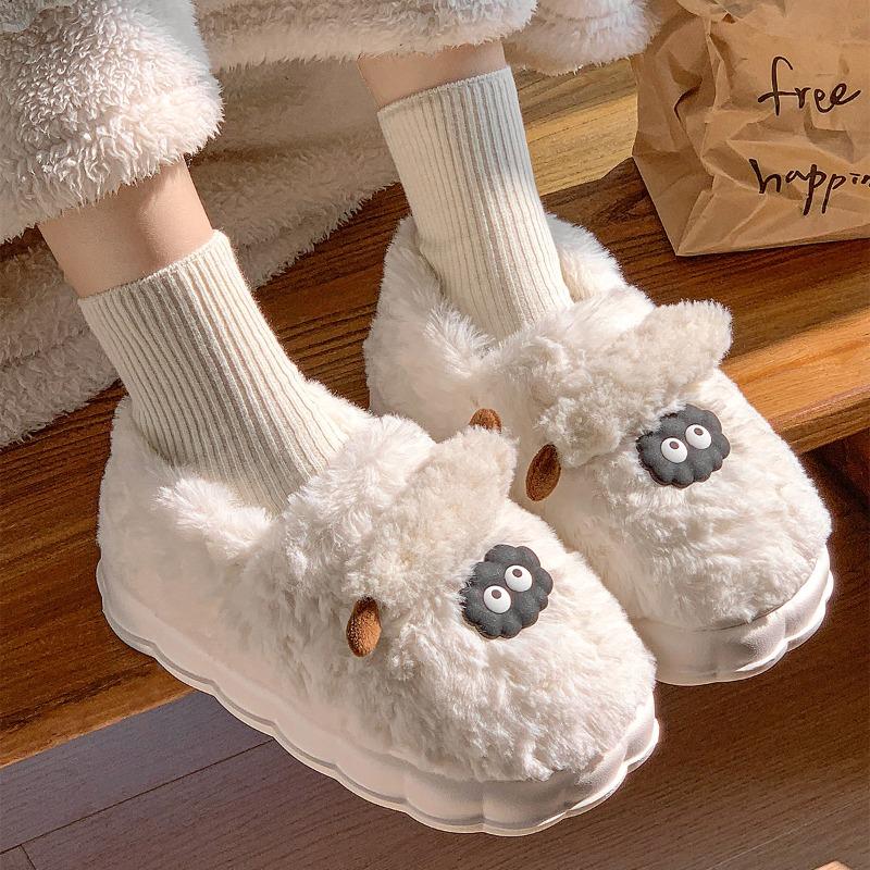 thick-soled cotton slippers women's new winter all-inclusive with confinement warm plush couple home cotton shoes outside