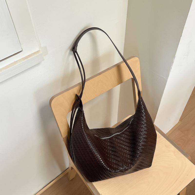 Stylish Woven Faux Leather Hobo Bag with Adjustable Shoulder Strap Large Capacity Casual Tote Purse
