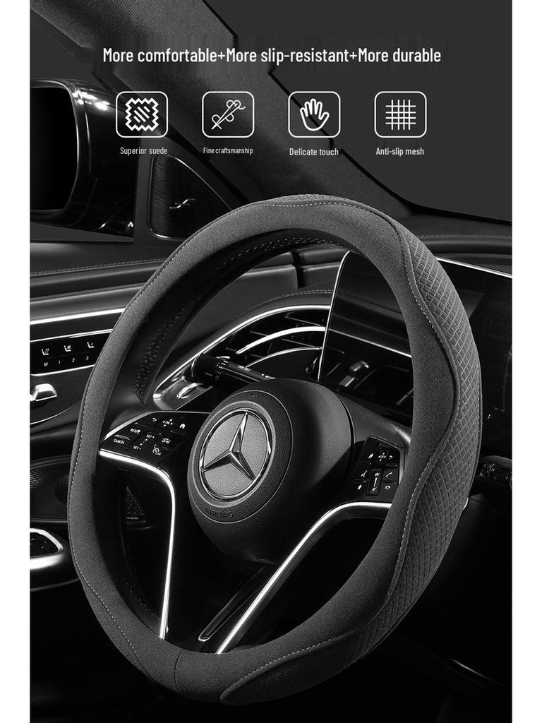 Ultratunt Mockaskinn Rattöverdrag: Andningsbar, Halkfri, Svettabsorberande, Året-runt Universell Passform.