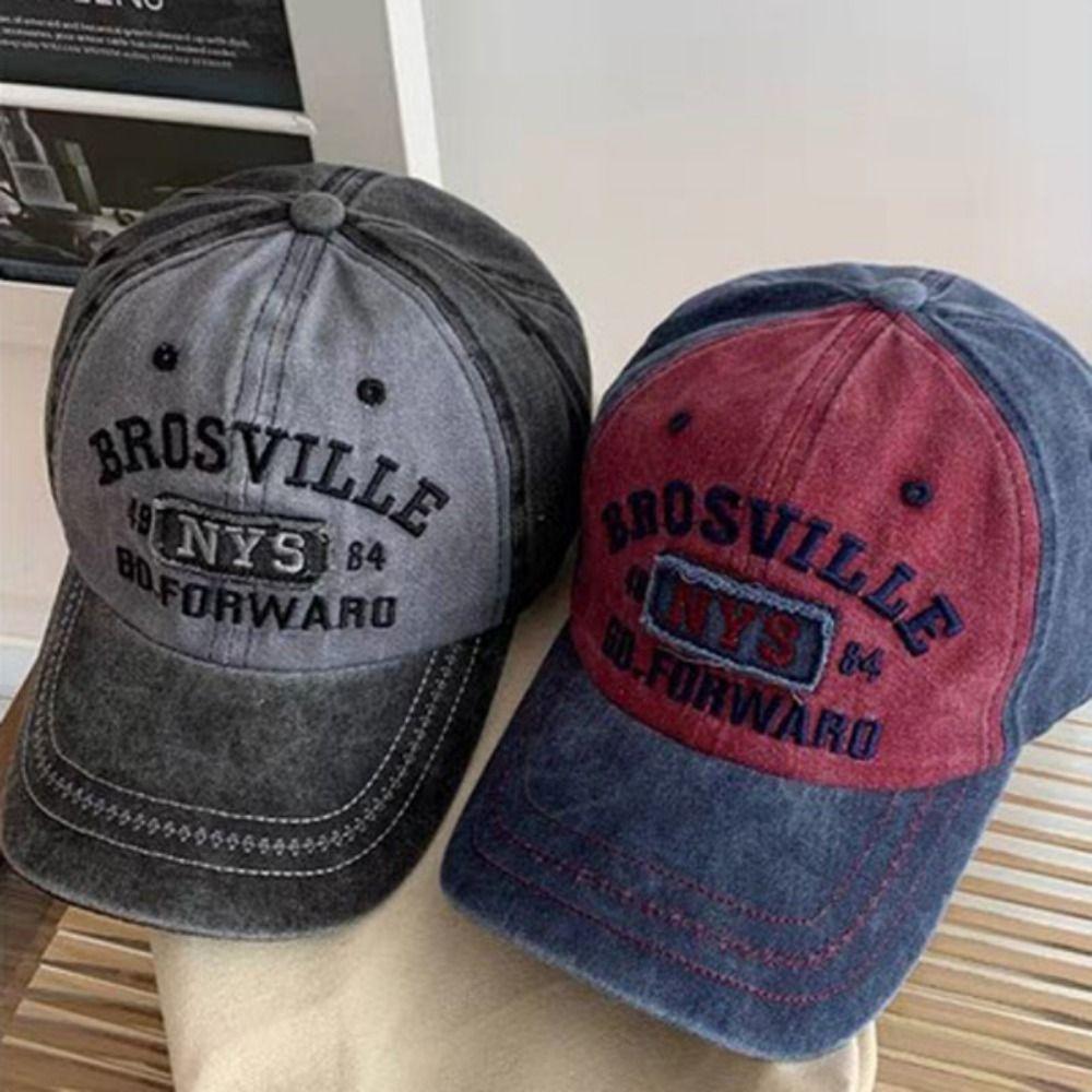 Embroidery Women Baseball Cap Sunscreen Letter Washed Denim Cap Sunscreen Baseball Hat  Unisex