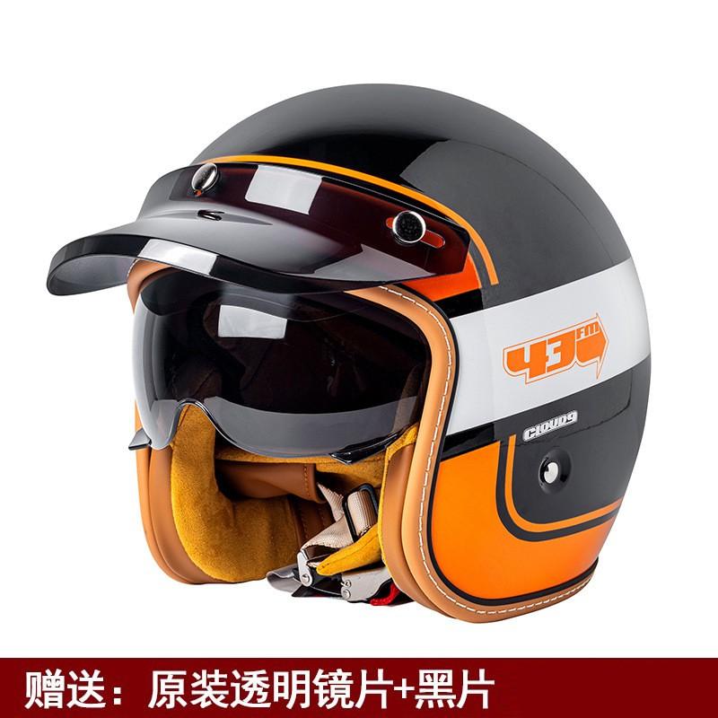 Vintage-Style 3/4 Open Face Motorcycle Helmet Men Women UV Protection All-Season Scooter Bike Riding Gear