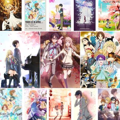 Japanische Anime Your Lie In April Poster weiß beschichtetes Papier Wandaufkleber Home Decor Wandbild Wohnzimmer Bar Dekoration Malerei