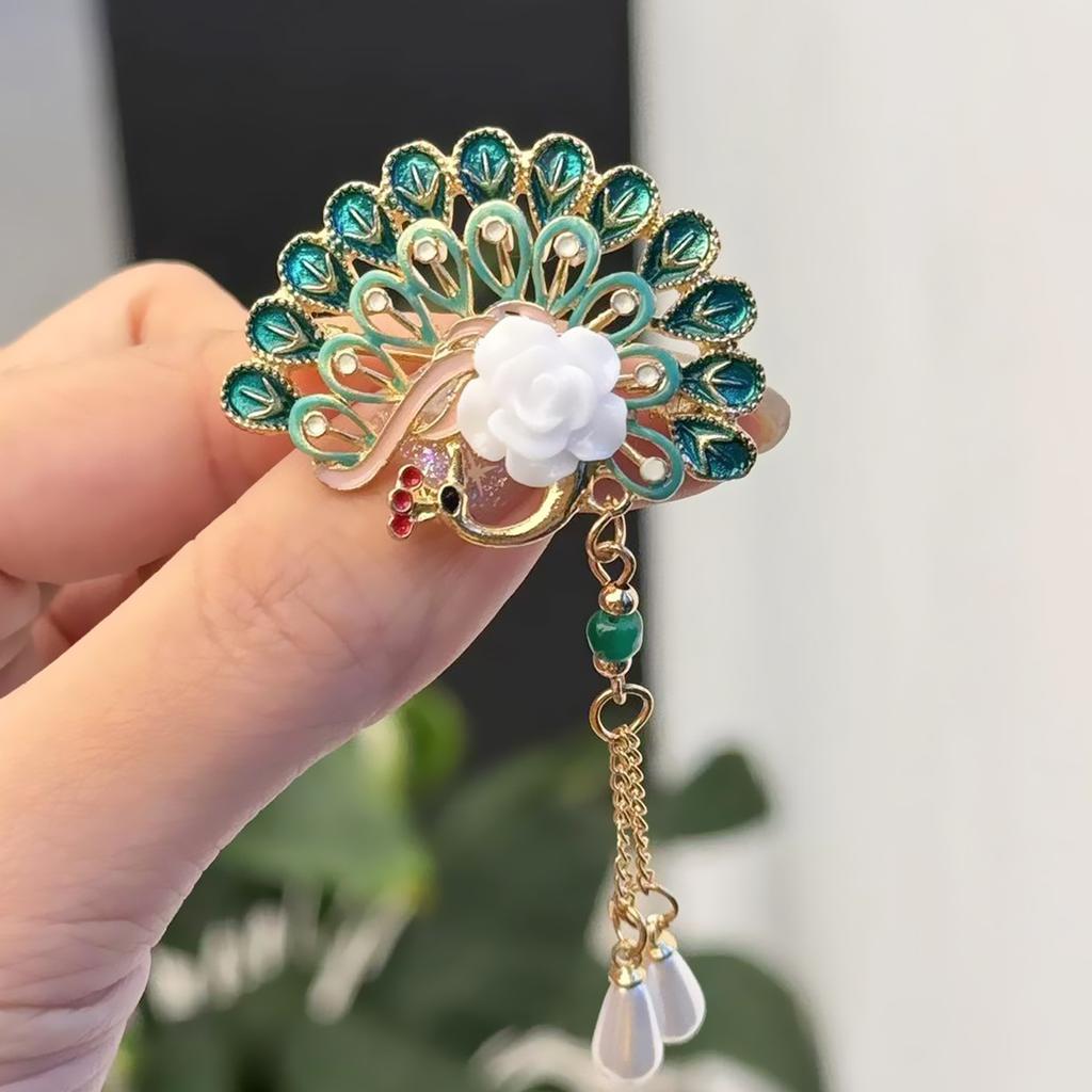 Retro Temperament Corsage Personalized Peacock Open Screen Brooch High-End Hanfu Cheongsam Creative Pendant Pin