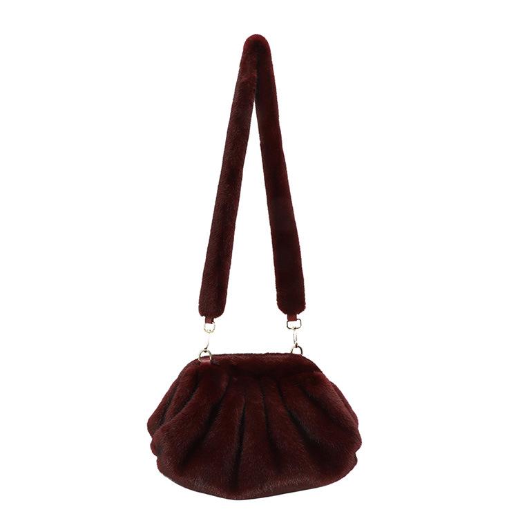 New High-End Plush Pleated Cloud Bag - Women's Trendy Crossbody for Autumn/Winter