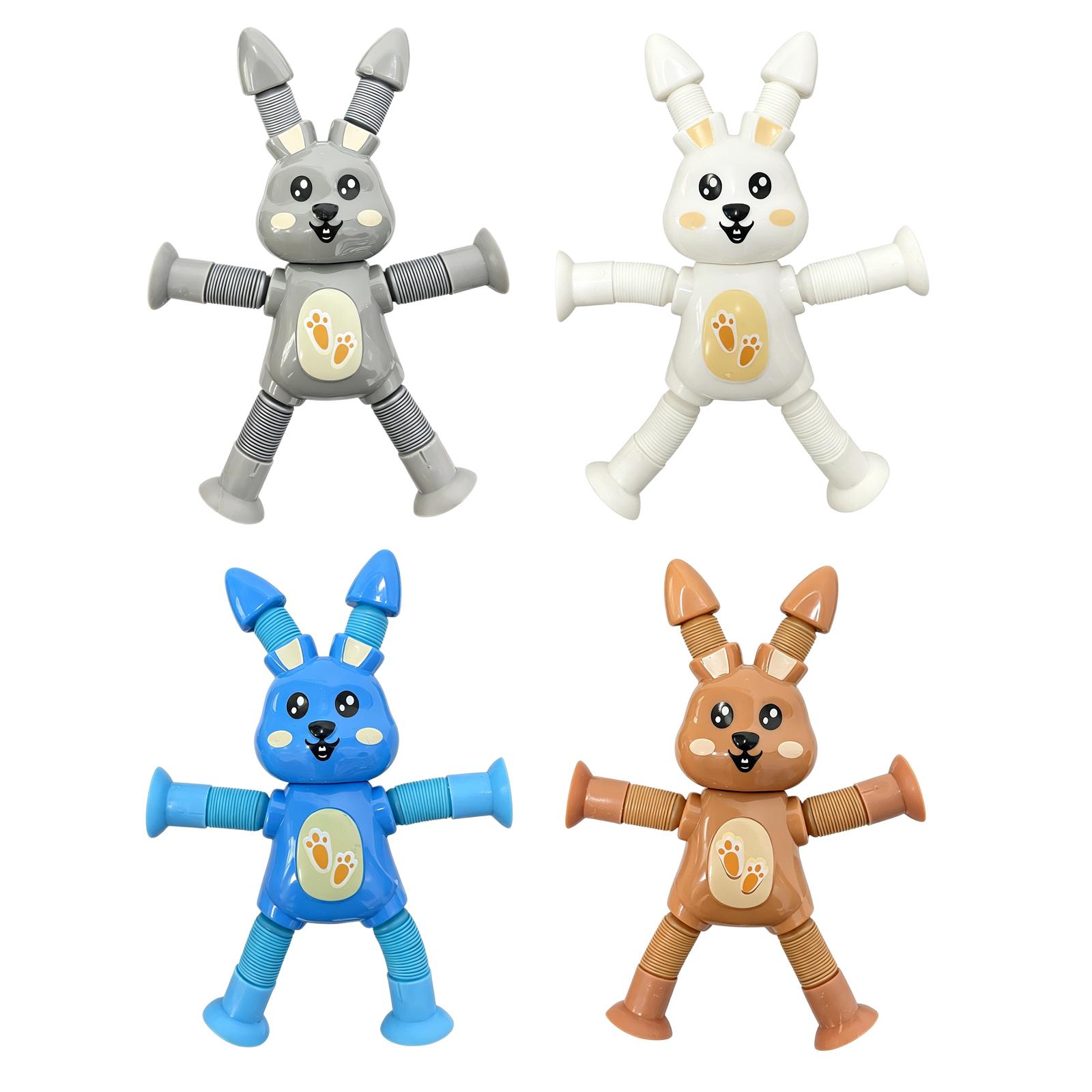 

Set of 4 Stretchable Bunny Toys Flexible Plush Rabbit Figures with Extendable Arms and Legs for Interactive Play and Sensory Development One Size