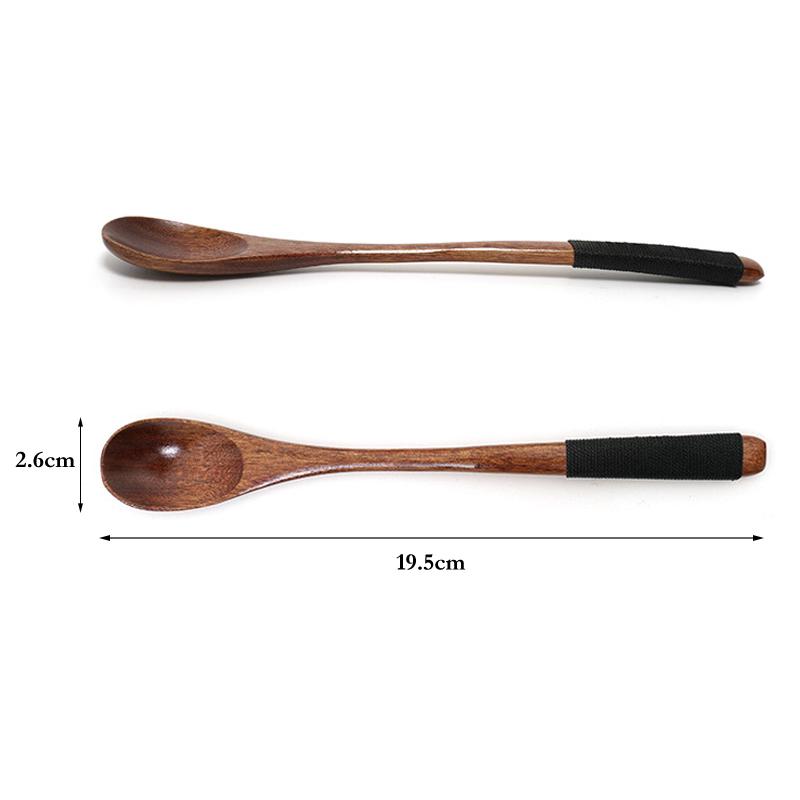 6Pcs Wooden Spoon Long Handled Teaspoon Honey Coffee Tea Spoon Small Wood Stirring Mixing Spoon Set Tea Coffee Stirrer Tableware